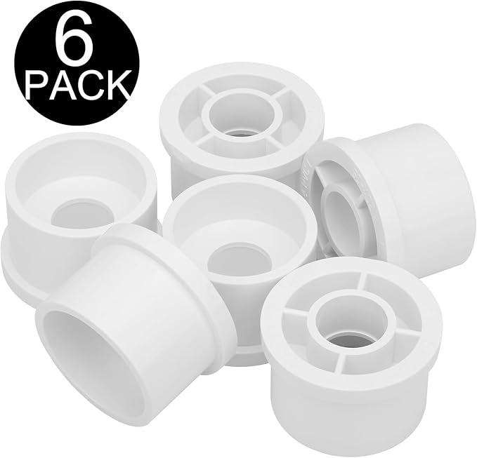 6Pack 2"x 3/4" PVC DWV Reducing Bush Adapter Pipe Fitting SCH40 Reducer Bushing (Socket x Socket) for Home Sewer Plumbing