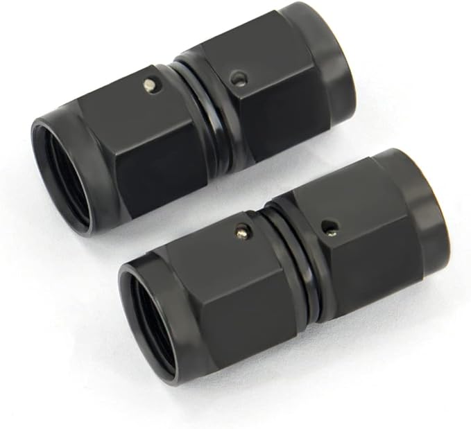 6AN Female to 6AN Female Straight Swivel Coupler Fitting Adapter 9/16-18UNF Thread Aluminium Anodized Black 2PCS