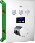 AYIVG 3 Way Shower Diverter Thermostatic Valve LED Digital Display Shower Valves Concealed Shower Control Valve Kit 3 Functions Shower Faucet Valve in Chrome Can Use All Options At a Time