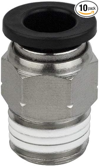 PneumaticPlus PC-1/4-N1 Push to Connect Tube Fitting, Male Straight - 1/4" Tube OD x 1/8" NPT Thread (Pack of 10)