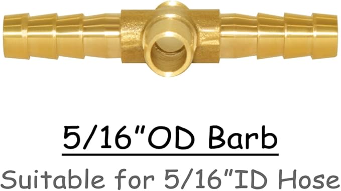 2PCS Solid Brass 5/16"OD Barb Fittings 4-Way Union Intersection Hose Pipe Barb Fitting for Water/Oil/Gas