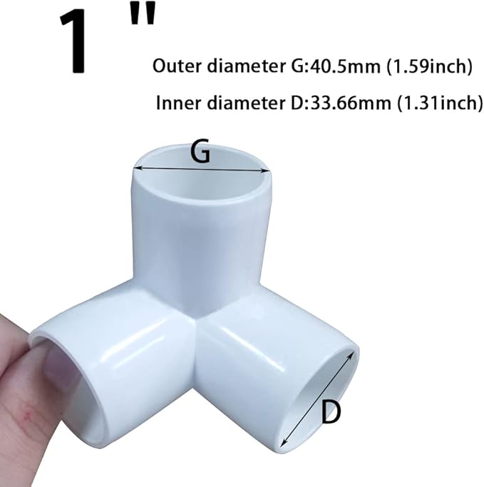 1“ Tee PVC Fitting 3 Way Elbow Connector, Furniture Grade 90 Degree Elbow Side Outlet, PVC Corner Fittings for Building Furniture Greenhouse Shed Pipe Fittings Tent Connection (Pack of 16)