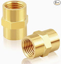 Brass Pipe Fitting NPT Coupler, 1/2" x 1/2" Standard NPT Female thread (pack of 2)