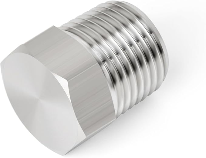 TAISHER 5PCS Stainless Steel Outer Hex Thread Socket Pipe Plug Fitting 1/4" NPT Male