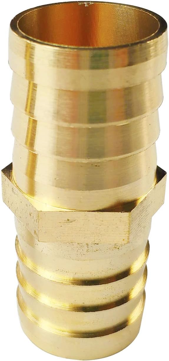 2PCs 1" Brass Hose Barb Fitting Straight Shape Barbed Splicer Mender Union Fitting with 4PCs Hose Clamp for Oil Water Air