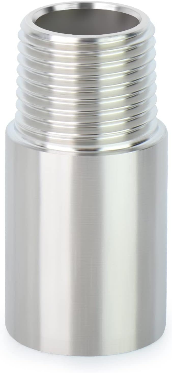 TAISHER 2PCS Stainless Steel Pipe Fittings, 1" NPT Male x 1" NPT Female Threaded, 2" Length Nipple Cast Pipe