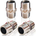 4PCS Hex Stainless Steel Nipple 1/2"NPT Male X 1/2" NPT Male Pipe Fitting 1/2 inch Stainless Steel Pipe Nipples Male Pipe Adapter Fittings Heavy Equal Nipples Connectors