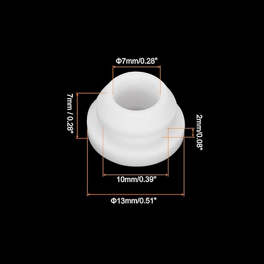 MECCANIXITY 20Pcs Snap Silicone Rubber Grommet Plug Mount Dia 10mm ID 7mm Narrow Groove Width 2mm Seal Anti-Scratch Sleeves for Electrical Box Cable Pipes White