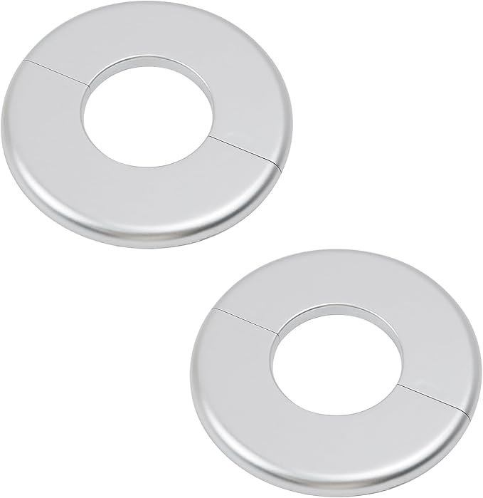 2 Pcs Wall Split Flange, ABS Round Self-Adhesive Escutcheon Plate Buckles Design for 2"/51mm,Silver