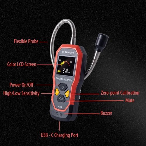 HVAC Refrigerant Leak Detector, Rechargeable Halogen Freon Sniffer