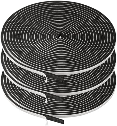 3 Rolls Weather Stripping,1/4 Inch Wide X 1/8 Inch Thick Foam Seal Tape High Density Foam Strip Self Adhesive,Closed Cell Tape Seal Strip,16 Feet Long Each