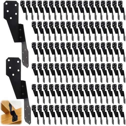 100 Pack Heavy Duty Hurricane Ties with Black Powder-Coated, Hurricane Straps Trusses/Rafters Ties Brackets Joist Hangers for Wood, Shed, Roof