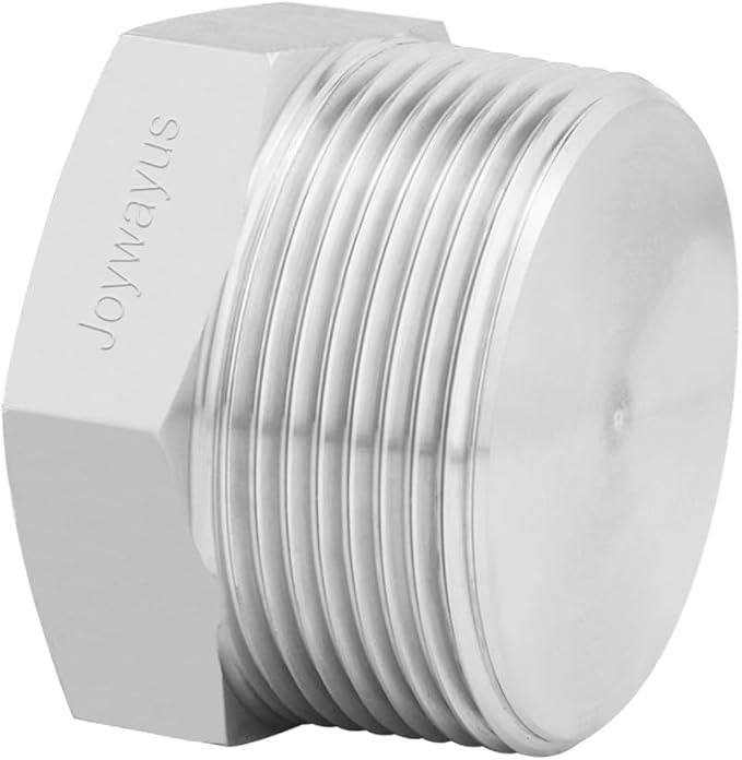 Joywayus Soild Stainless Steel Outer Head Hex Thread Socket Pipe Plug Fitting 1-1/2" NPT Male