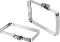 uxcell 2Pcs 304 Stainless Steel Rectangular Hose Clamp, Adjustable 3.9 x 2 Inch Square Worm Gear Duct Pipe Tube Clamps for Ducting Bracket Cable Tray Bridge Project Systems, Silver