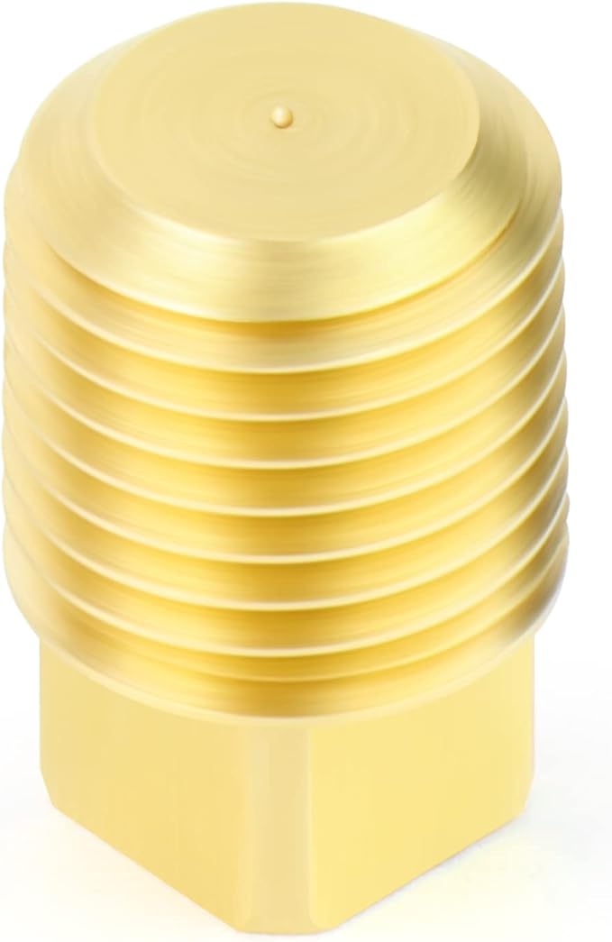 GASHER 10PCS Brass Fitting 1/4" NPT Male Brass Plug Pipe Fitting, Square Head Plug