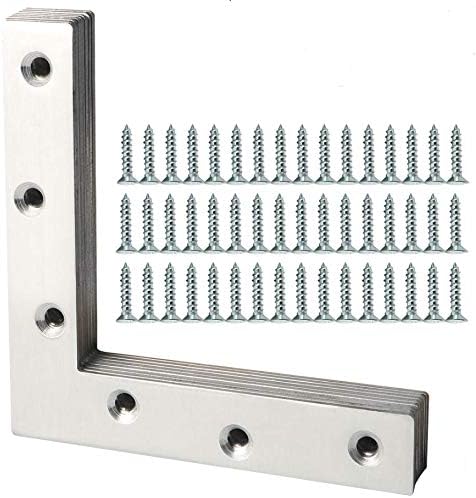 Alise L Flat Brackets for Wood,Brushed Corner Bracket Mending Plate,8 Pcs