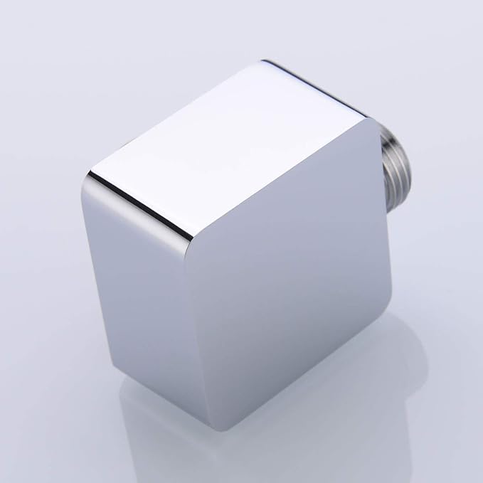 Brass Wall Supply Elbow, Nicmondo G 1/2” Square Shower Hose Connector, Drop Ell Wall-mounted Union Water Outlet for Handheld Shower Handshower, Chrome