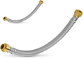 (2 Pack) Seelink 15-Inch Stainless Steel Flexible Water Heater Hose, 1/2" Push-Fit x 3/4" FIP, Push-to-Connect for Copper, PEX, and CPVC
