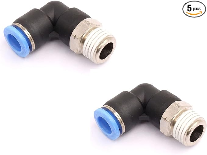 CEKER 10mm Tubing x 1/2" Npt Male Thread Elbow 90 Degree Push to Connect Fittings Air Fittings Pneumatic Quick Connect Fitting Airlines Push In Connectors Tube Fittings 5Packs