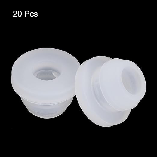 MECCANIXITY 20Pcs Snap Rubber Grommet Plug Mount Dia 7mm ID 4.5mm Narrow Groove Width 2mm Seal Anti-Scratch for Electrical Box Cable Pipes Transparent