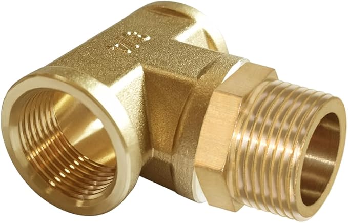 Joywayus Brass Tee Pipe Fitting Barstock 3 Way 3/4" NPT Female x 3/4" NPT Male x 3/4" NPT Female Hose Fitting