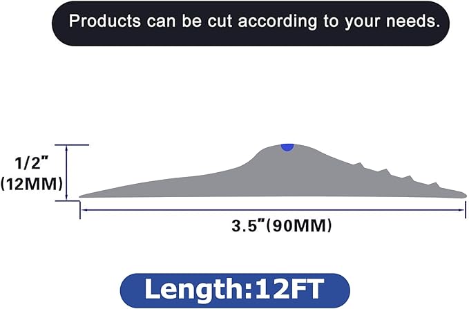 ToLanbbt 12Ft/3.7M Universal Garage Threshold Seal Strip with 300ml Black Sealants/Adhesives, Garage Door Bottom Weatherproof Strip Rubber DIY Weather Stripping Replacement (Grey-Blue Line)