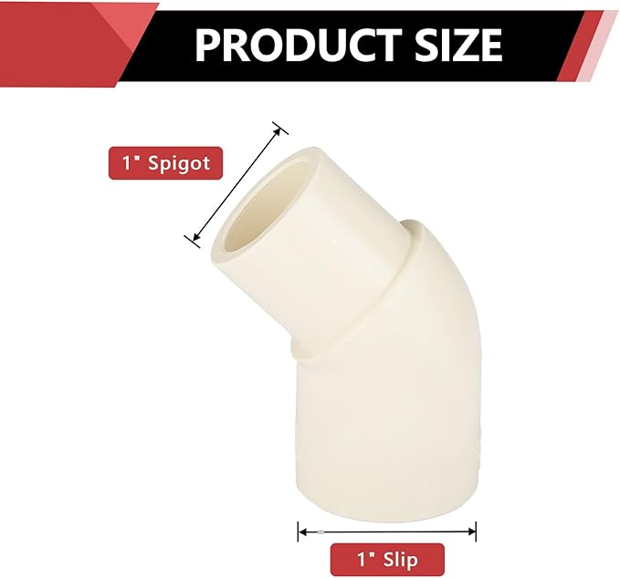 150-PACK EFIELD CPVC Street Elbow,1" Spigot x 1" Slip 45-Degree Elbow Fitting,(CPVC012-10-150PCS)