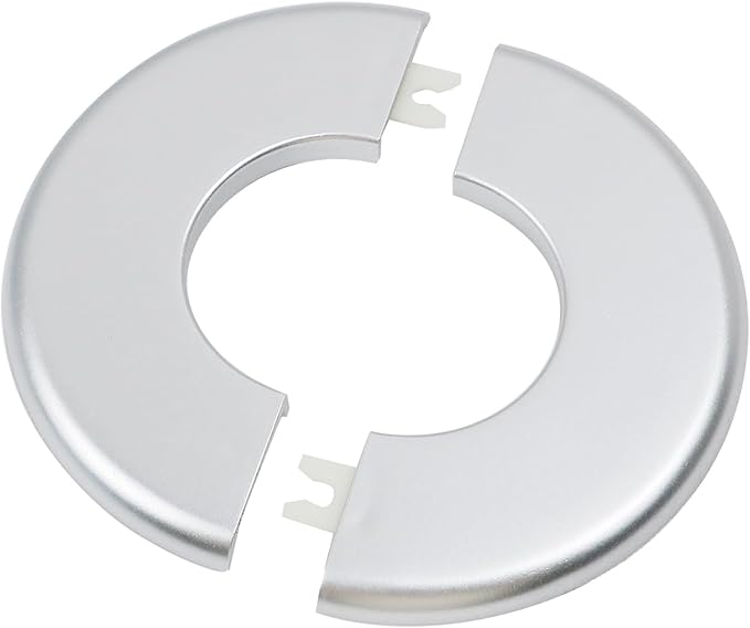 2 Pcs Wall Split Flange, ABS Round Self-Adhesive Escutcheon Plate Buckles Design for 2"/51mm,Silver