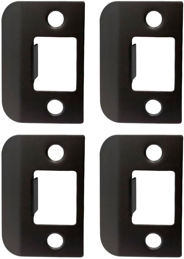 QCAA Solid Brass Extended Lip Strike, 1-1/2"X2-1/4", Oil-Rubbed Bronze, 4 Pack, Made in Taiwan