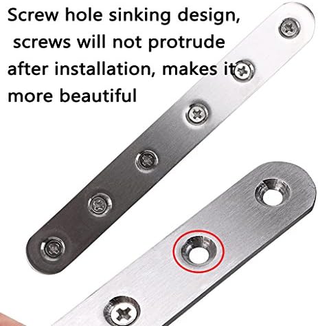 Sumnacon 8 Pcs Stainless Steel Flat Plates - 6 Inch Heavy Duty Mending Plate Straight Corner Brace Brackets Connector Furniture Repair Fixing Joint with Screws, Silver