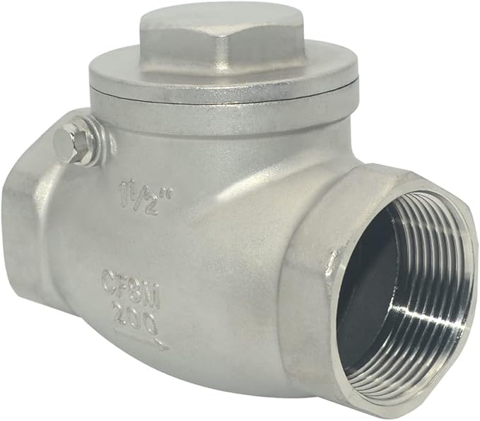 1-1/2" Stainless Steel SS316 Swing Check Valve,NPT Female x Female Thread,WOG 200 PSI PN16 CF8M