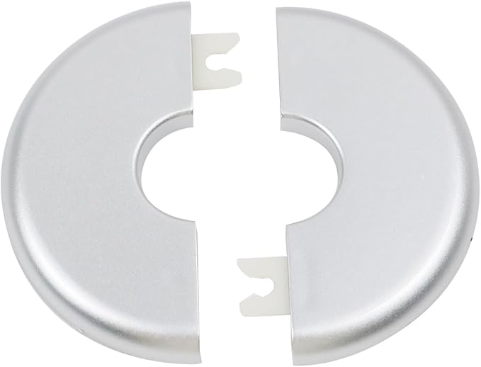 4 Pcs Wall Split Flange, ABS Round Self-Adhesive Escutcheon Plate Buckles Design for 0.86"/22mm,Silver