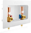 Washing Machine OutLet Box With Copper Water Hammer Arrestor, 1/2 Inch Pex Crimp Inlet x 3/4 Inch MHT Outlet, F1807 Center Drain Laudry Box