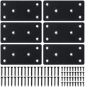 Metal Steel Flat Straight Brace Bracket, Black Double-Wide Joining Plate for Wood Furniture Fastening & Fixing with 2 Sets of Screws of Different Lengths (50x100mm, 6 Pack)