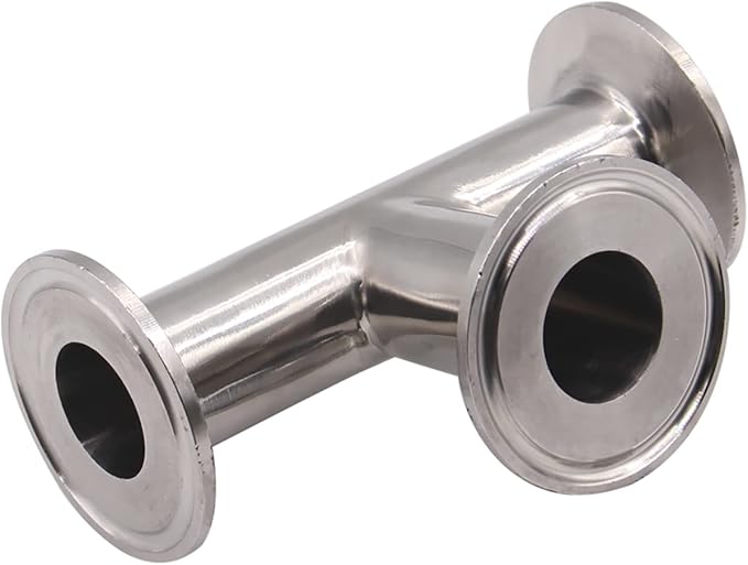 DERNORD 2 Pack Clamp Tee 3 Way Stainless Steel 304 with 6 Silicone Gaskets Fits 1.5" Tri Clamp, 25mm Pipe OD Sanitary Fittings(1 inch)