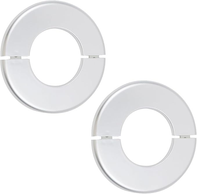 2 Pcs Wall Split Flange, ABS Round Self-Adhesive Escutcheon Plate Buckles Design for 2.5"/64mm,Silver