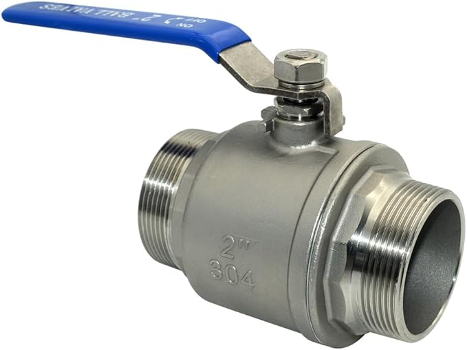 1Pcs 2'' Ball Valve, Heavy Duty Male NPT (MNPT) X Male NPT (MNPT) Thread with Long Handle Switch, Stainless Steel NPT Full Port Forged 1" Ball Valve for Water Oil and Gas, 1000 WOG