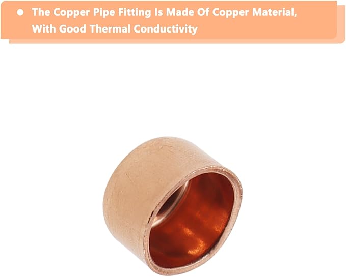 Copper Pipe Cap,TTZEZE Copper End Cap,Certified Safe Pressure Copper Cap Plug,Solid Sweat Solder Connection,Pure Copper Plumbing Cap for Plumbing HVAC Air Conditioner 12.7mm/0.5'' 20PCS
