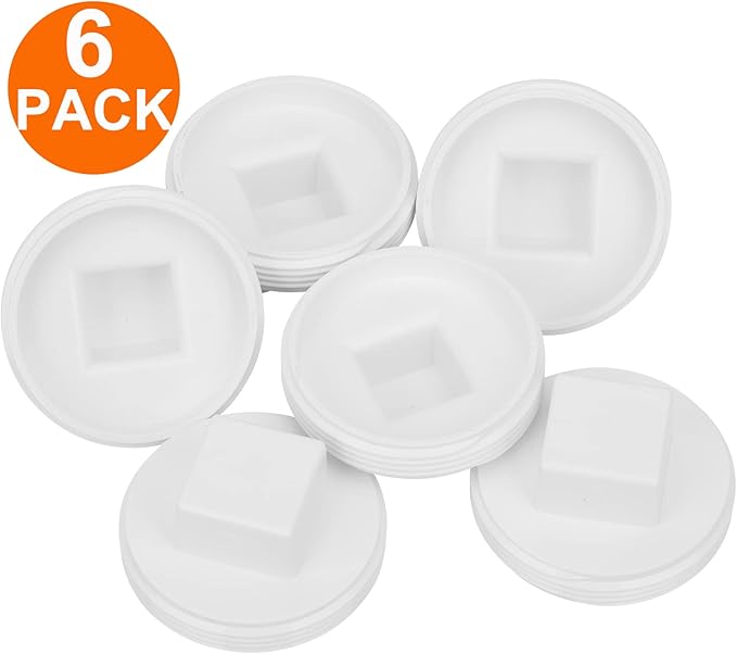 6Pack 3 Inch PVC Male Threaded Pipe End Cap 3" PVC Pipe Male Thread Plug Adaptor SCH40 NPT Plug Pipe Fitting for Plumbing Water Line