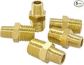 Hooshing 5PCS 3/8" NPT Male to 1/8" NPT Male Brass Pipe Fittings Reducing Hex Nipples Adapter for Plumbing