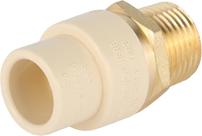 (Pack of 20) EFIELD 1/2"CPVC X 1/2"Male Thread NPT Transition Coupling,Brass Adapter Pipe Fitting (Male NPT x CPVC),(CPVC055-5-20PCS)