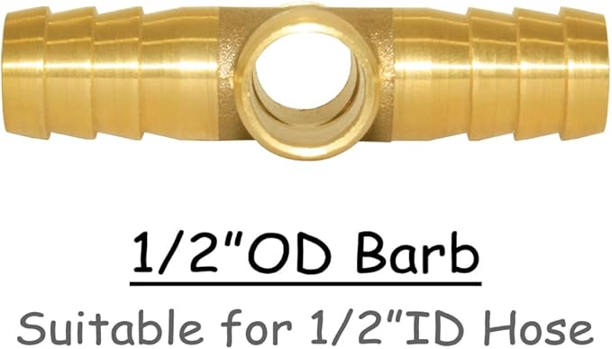 Brass 1/2" OD Barb Fittings 4-Way Union Intersection Hose Barb Fitting for 1/2" ID Hose Water/Oil/Gas (Pack of 2)