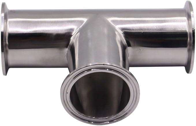 DERNORD Clamp Tee 3 Way Stainless Steel 304 Sanitary Fitting Fits 2" Tri-clamp, 51mm Pipe OD