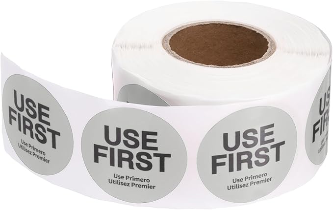 PATIKIL 500 Pcs USE First Stickers, 2 inch Round Use First Stickers Food Service Circle Inventory Control Adhesive Labels for Food Service Kitchen Restaurants Retail Storage Date, Gray