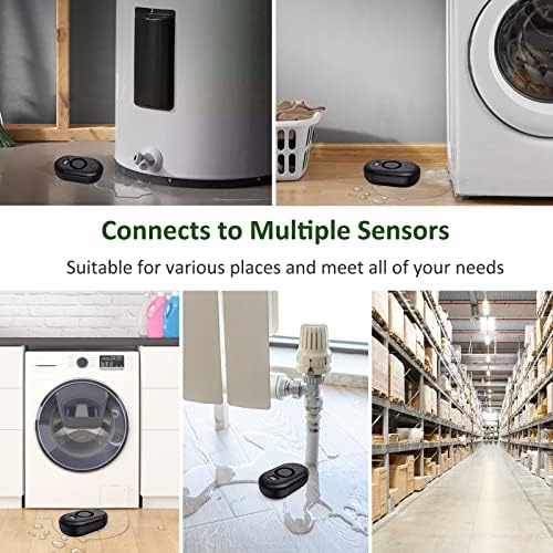 Water Leak Detector Sensor Alarm: Home Water Flooding Monitor Smart Sink Overflow Monitoring Adjustable Wet Moisture Alert Pipe Leakage Drip Detection Warning for Basement Floor (3 Sensor)