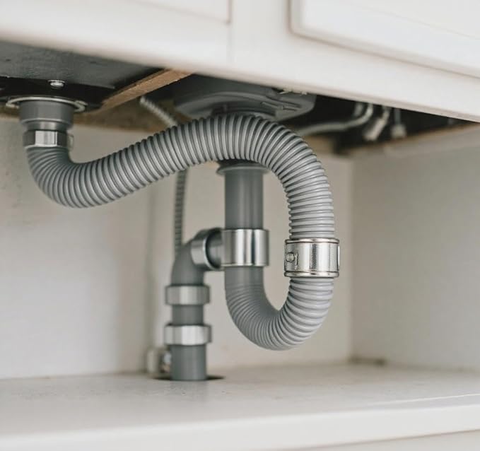 Dishwasher Drain Hose, 1Plusselect 8FT Universal Replacement Discharge Dishwasher Extension Fit 5/8 Inch, 7/8 Inch or 1 Inch OD Drain Outlet 90 Degree Rubber Elbow for Dishwasher & Other Applications