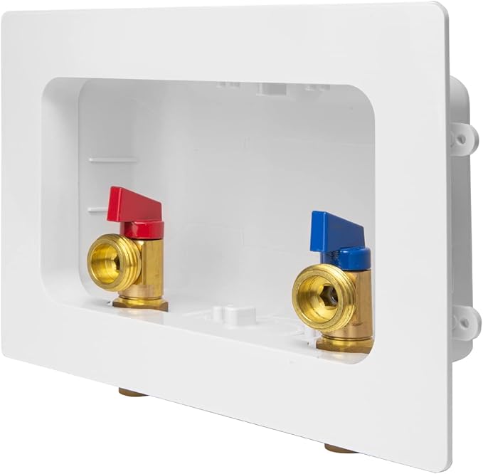 EFIELD Premium Washing Machine (Laundry) Outlet Box with Center Drain, 1/2-Inch Push-Fit x 3/4" MHT Connection White (Standard),(WM032)