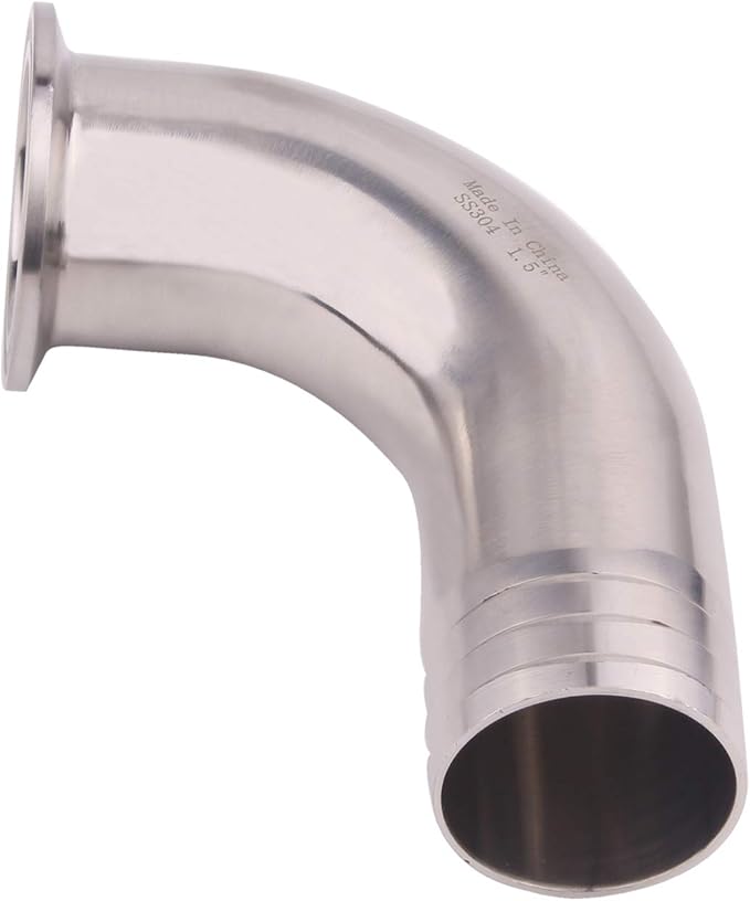 DERNORD Sanitary Hose Barb Pipe Fitting 1.5" Tri Clamp (50.5MM Ferrule) 90 Degree Elbow (Tube OD: 1.5"/38MM (1.5 Tri-clamp))