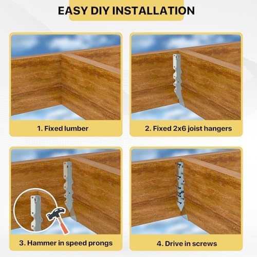 20 pcs 2x10 Joist Hanger,LU210 18 Gauge Double Shear Face Mount Joist Hanger,Hurricane Ties for Rafters Tie Brackets Great for Floor Deck and Ceiling Joists