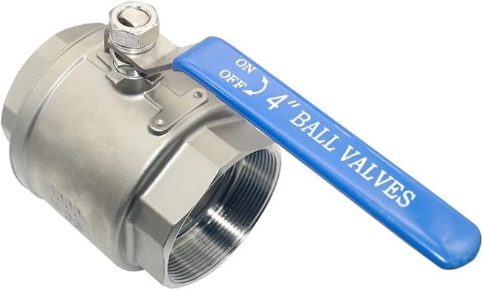 316 Stainless Steel 1/8"~3" Full Port Ball Valve with Blue Vinyl Handle, NPT Female x Female Thread,1000 WOG (4")